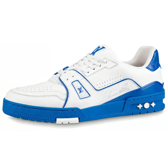 LOUIS VUITTON Trainer Skateboard Shoes Men Low-Top White Blue