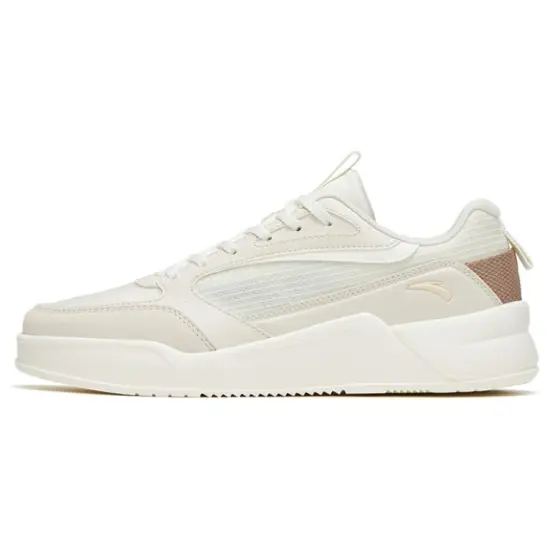 ANTA Rubber Bullet Skateboard Shoes Men Low-Top White Gray Brown