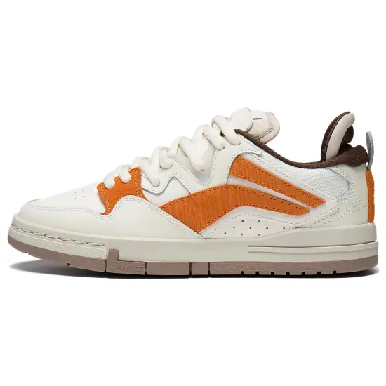 LiNing Pro Anti-Slip Wear-Resistant Low-Top Skateboard Shoes Women's White Orange