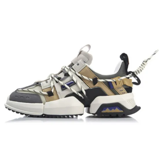 LiNing Cushioning Anti Slip And Wear Resistant Chunky Sneakers Men's Gray Brown