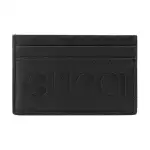 GUCCI Leather Card Holder Wallet Regular Unisex Black