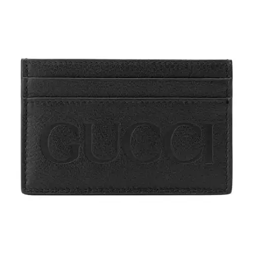 GUCCI Leather Card Holder Wallet Regular Unisex Black