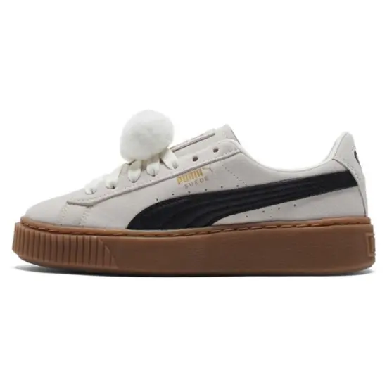 PUMA Suede Skateboarding Shoes Women's Low-top Beige/Black