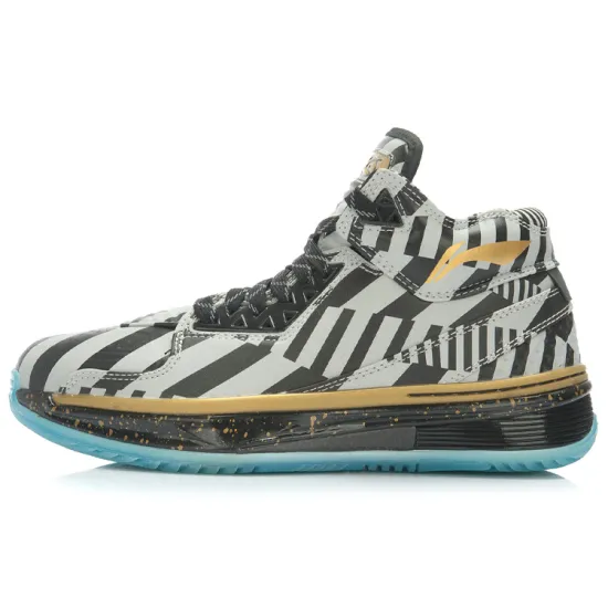 LINING WOW 2 Basketball Shoes Men Mid-Top Black Silver Gold