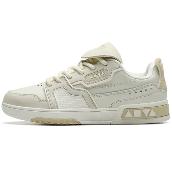 ANTA AOYU Skateboard Shoes Women's Low-Top Light Beige/Granular Beige Yellow/Ivory White