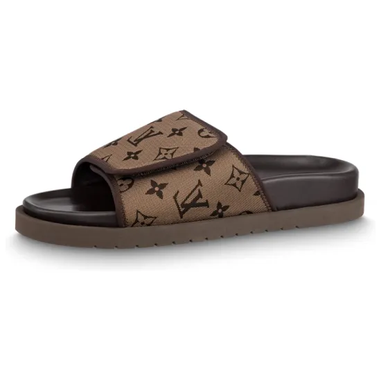 LOUIS VUITTON Miami Slide Slippers Men Chestnut