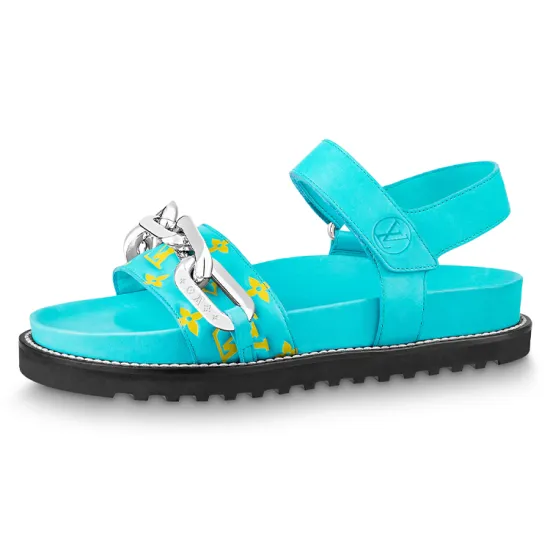 LOUIS VUITTON Paseo Comfort Flat Sandals 'Blue' Women's