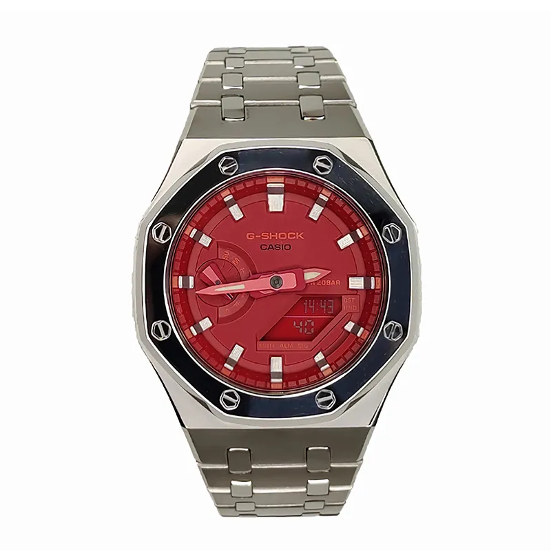 CASIO Men Liquid Crystal/Analog Dual Display Series 44mm Red Watch