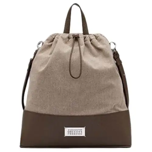 Maison Margiela Cow Leather With Fabric Backpack Medium Women's Umber