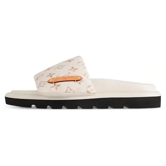 LOUIS VUITTON Pillow Slide Slippers Women's Beige