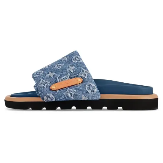 LOUIS VUITTON Pillow Slide Slippers Women's Blue