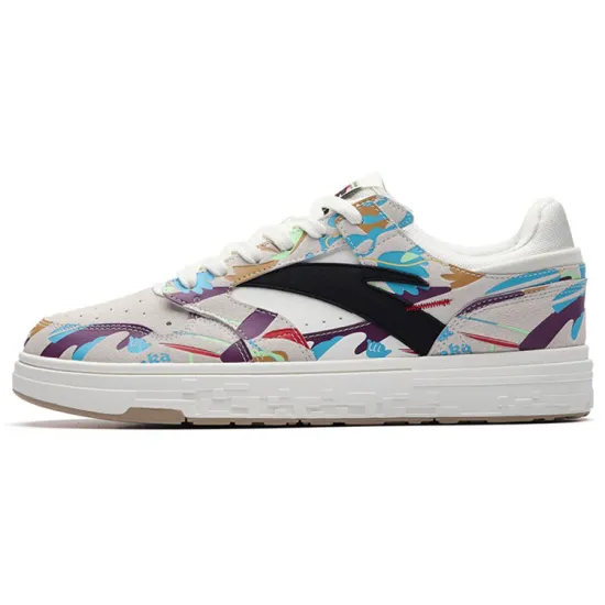 ANTA Street Play Series Skateboard Shoes Men Low-Top Ivory White/Icebird Blue/Grand Purple