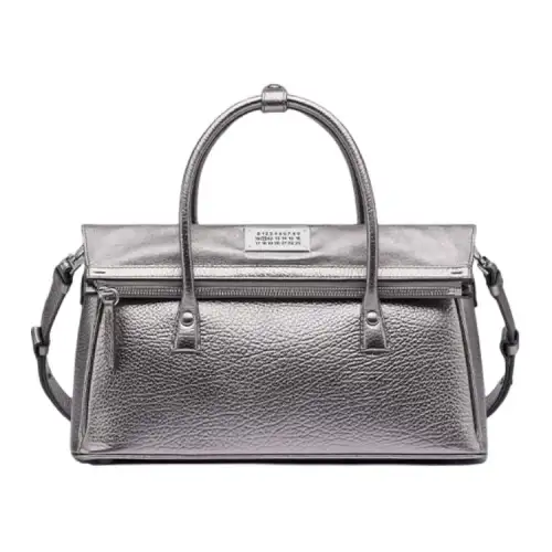 Maison Margiela 5AC Patent Leather Shoulder Bag, Crossbody Bag, Handbag Medium Women's Metal Silver