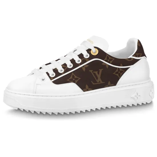LOUIS VUITTON Time Out Sneakers 'White With Brown Monogram' Women's