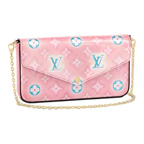 LOUIS VUITTON Félicie Pochette Monogram Verni Light Pink Neon