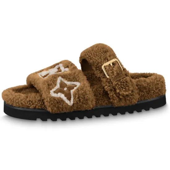 LOUIS VUITTON Paseo Comfort Slide Slippers Women's Brown