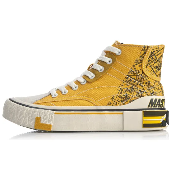 LINING Wave Skateboard Shoes Women's High-Top Yellow Black