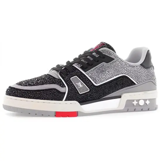 LOUIS VUITTON LV Trainer Black Grey Crystal