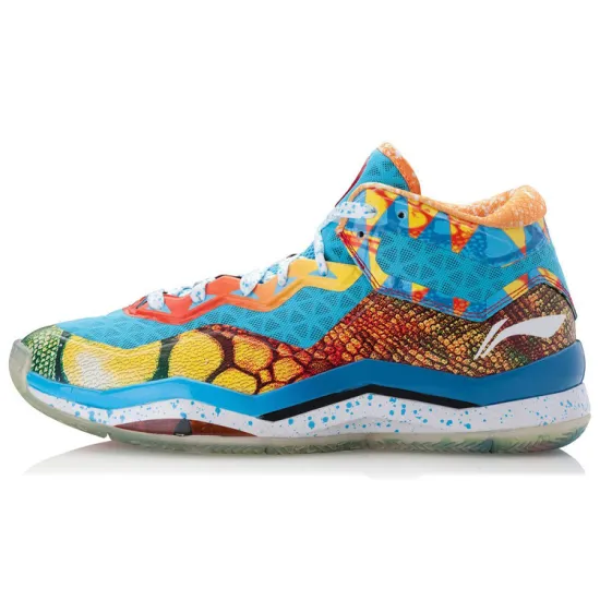 LINING WOW 3 Basketball Shoes Men Mid-Top Yellow Blue