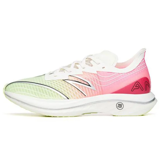 ANTA C202 GT Running Shoes Women's Low-Top Fluorescent Night Green/Neon Pink/Ivory White