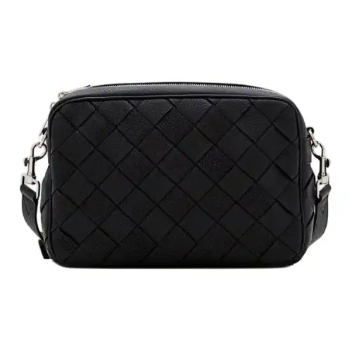 Bottega Veneta Intrecciato Grain Leather Camera Bag, Shoulder Bag, Crossbody Bag Medium Men's Black