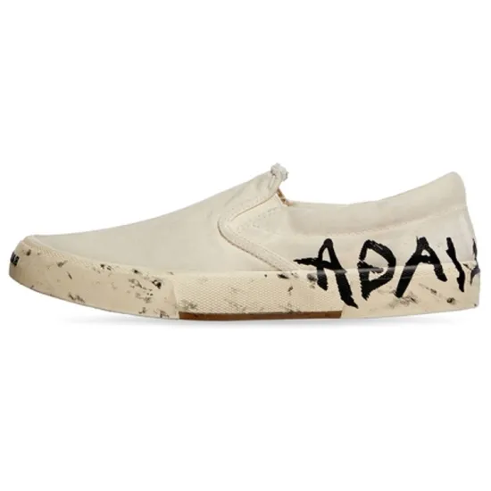 Balenciaga Paris Low Top Slip On Shoes 'Washed White Cotton' Women's