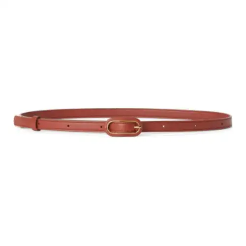 Loro Piana Headpiece Embellished Metal Detail Pin Buckle Cow Leather Belts Women's Red Brown Width 1.5cm
