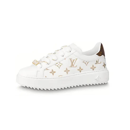 LOUIS VUITTON Time Out Sneakers 'White With Gold Monogram' Women's
