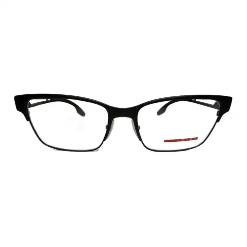 PRADA Plastic Metal Irregular Shape Eyeglass Frames Women's Black
