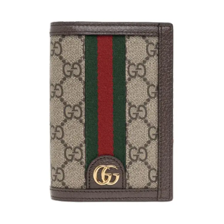 GUCCI Ophidia Supreme Canvas Passport Holder Unisex Beige & Ebony