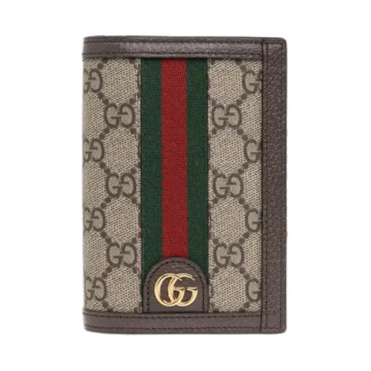 GUCCI Ophidia Supreme Canvas Passport Holder Unisex Beige & Ebony