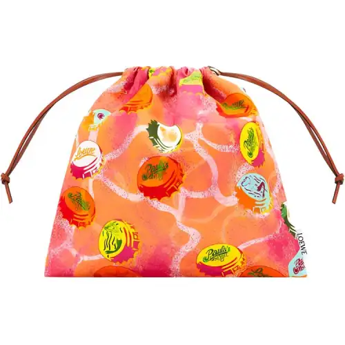LOEWE Denim Canvas With Embossed Cow Leather Canvas Bag Clutch Storage Bag Women's Orange