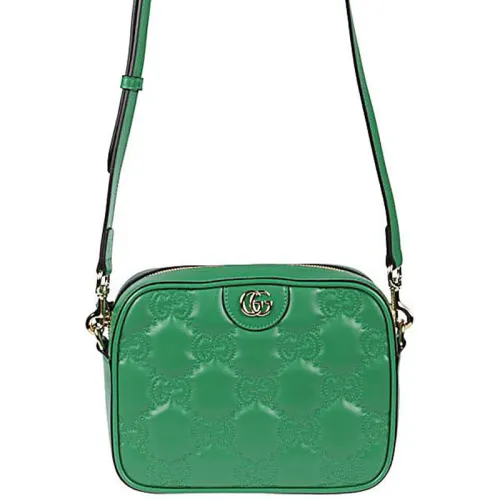 GUCCI GG Matelassé Leather Camera Bag Small Square Bag Shoulder Bag, Handbag Small Women's Emerald Green