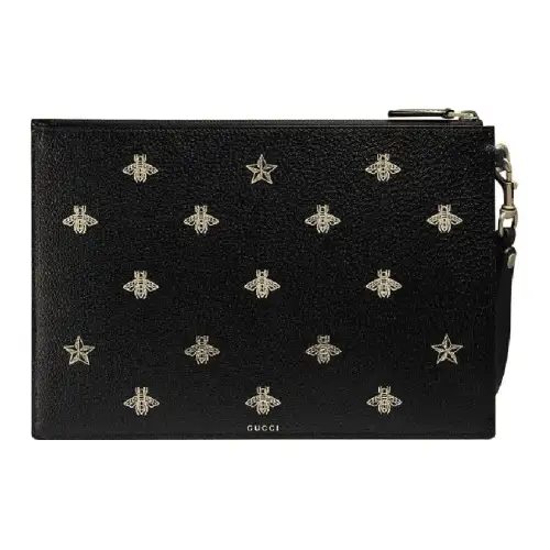 GUCCI Cow Leather Clutch Men's Black