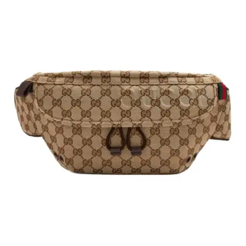 GUCCI Canvas Fanny Pack Small Men's Beige & Ebony