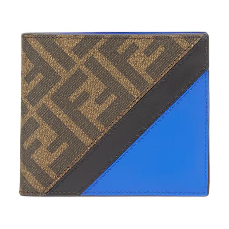Мужской кошелек Fendi Diagonal (коричнево-синий)