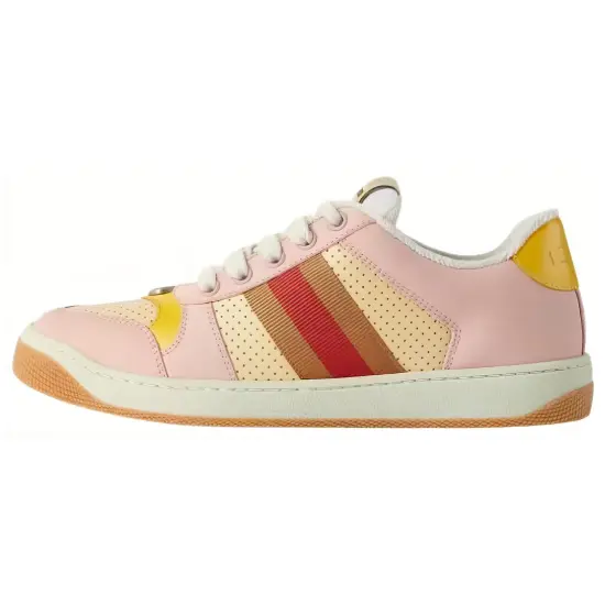 GUCCI Screener Skateboard Shoes Women's Low-Top Pink/Yellow/Brown
