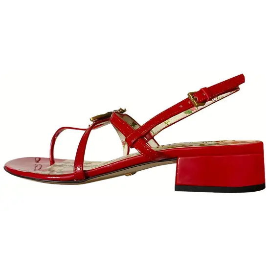 GUCCI Hibiscus Strap Sandals Women's Red
