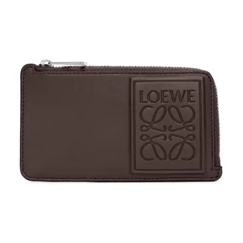 LOEWE Satin Calfskin Coin, Card, And Wallet Holder Men's Dark Brown