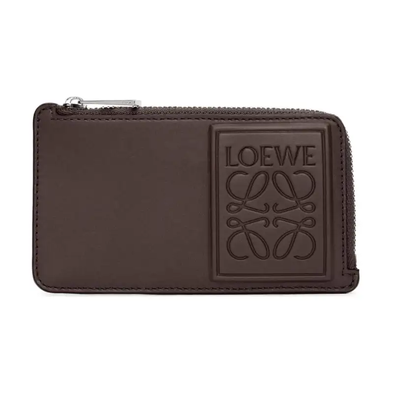 LOEWE Satin Calfskin Coin, Card, And Wallet Holder Men's Dark Brown