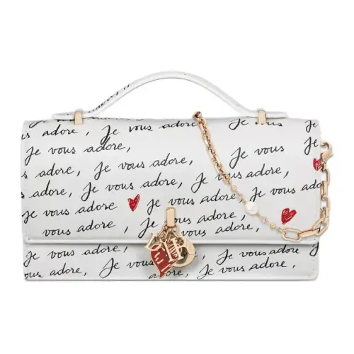 DIOR Cow Leather Shoulder Bag, Crossbody Bag Mini Women's White & Black & Red