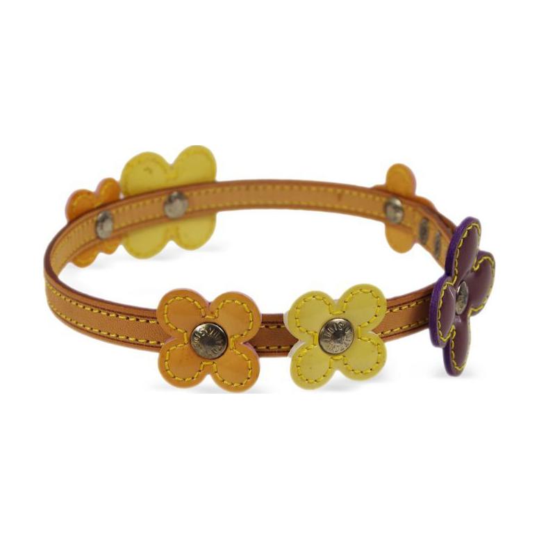 LOUIS VUITTON Pre Owned 2002 Leather Flower Lexington Choker Costume Necklace
