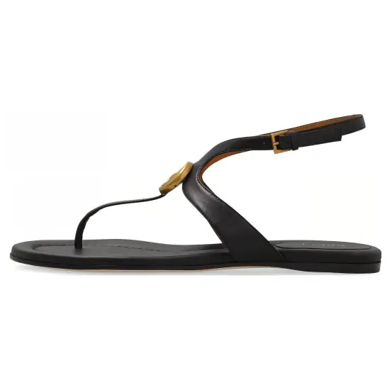 GUCCI Double G Leather Thong Sandals