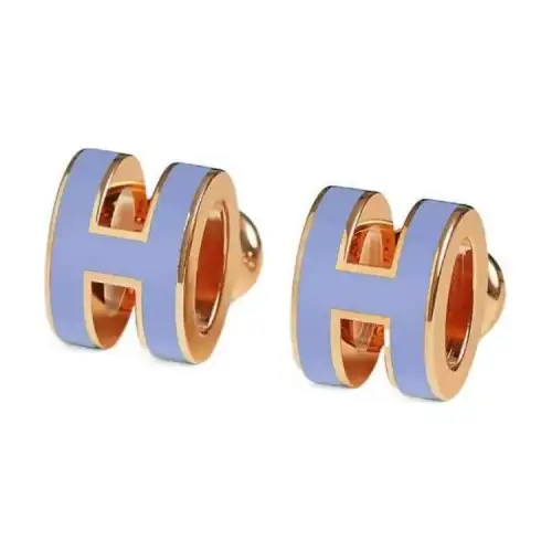 HERMES POP H Metal Earrings Women's Purple