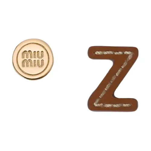 MIU MIU Metal, Leather Earrings Women's Gold