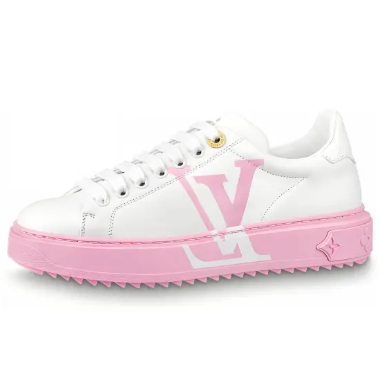 LOUIS VUITTON Time Out Skateboard Shoes Women's Low-Top White Pink