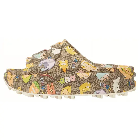 GUCCI X Pikarar GG Animal Print Slide Beige Multi Women's
