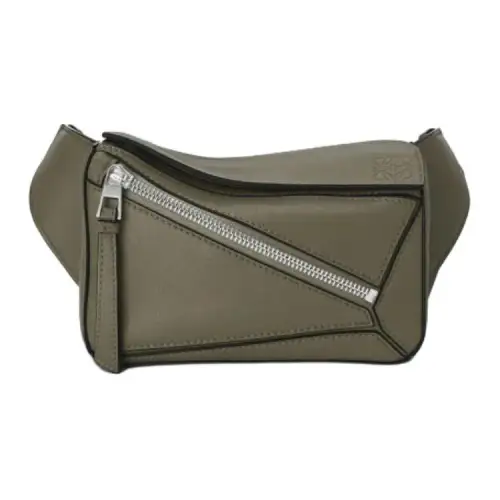 LOEWE Puzzle Bumbag In Classic Calfskin Mini Khaki Green
