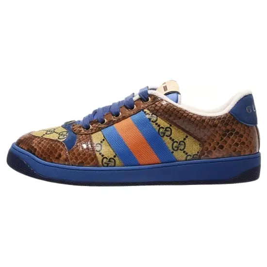 GUCCI Skateboard Shoes Men Low-Top Blue Yellow
