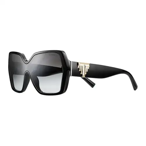 TIFFANY & CO. Acetate Metal Irregular Shape Sunglasses Women's Black